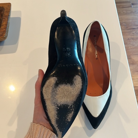 Via Spiga heels - black suede and white patent leather - Picture 4 of 5